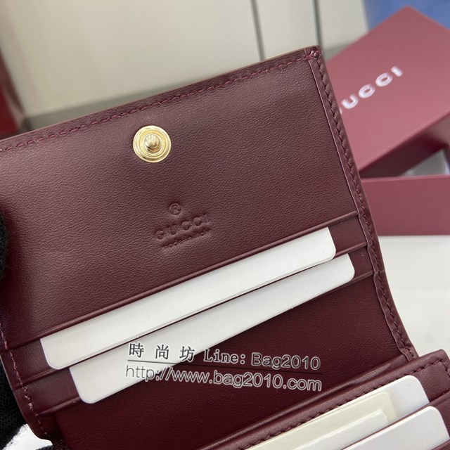 Gucci專櫃古馳最新款飾小紅貓細節GG迷你錢包 jh2025型號：818767
